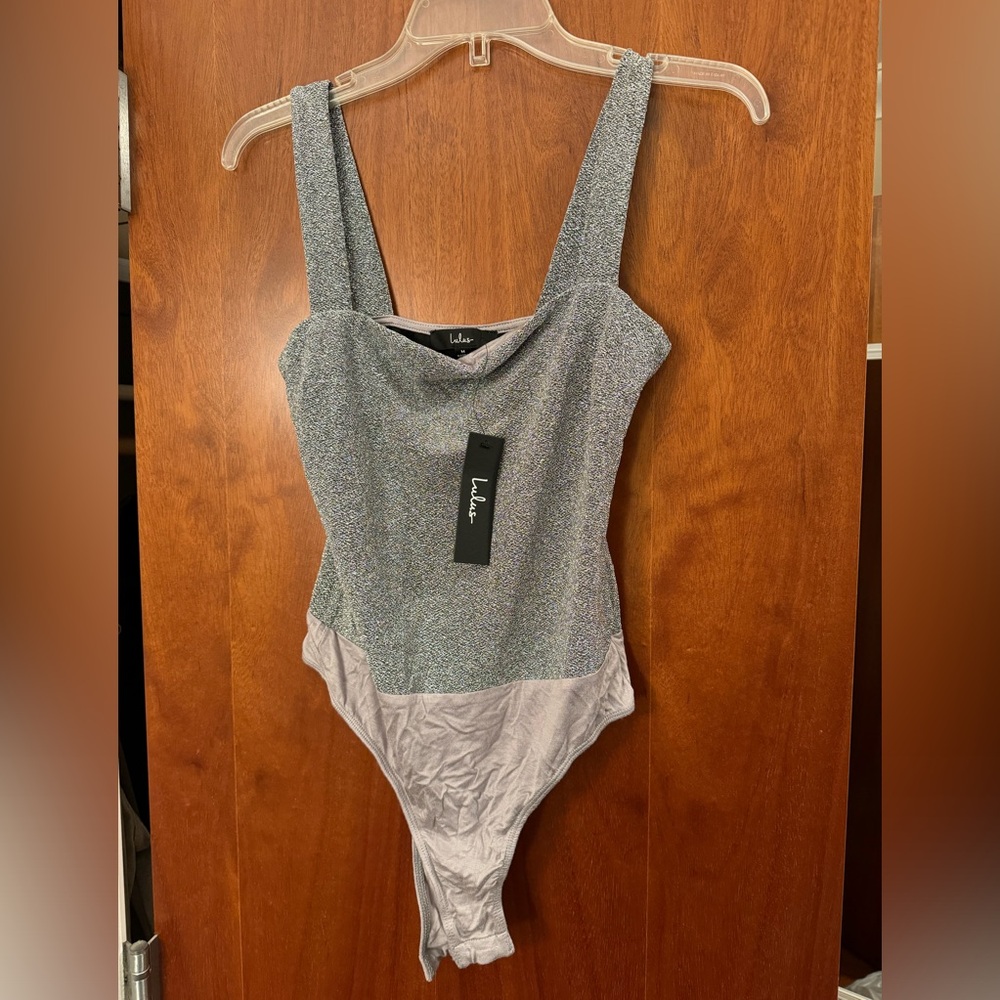 Lulu's silver metallic bodysuit